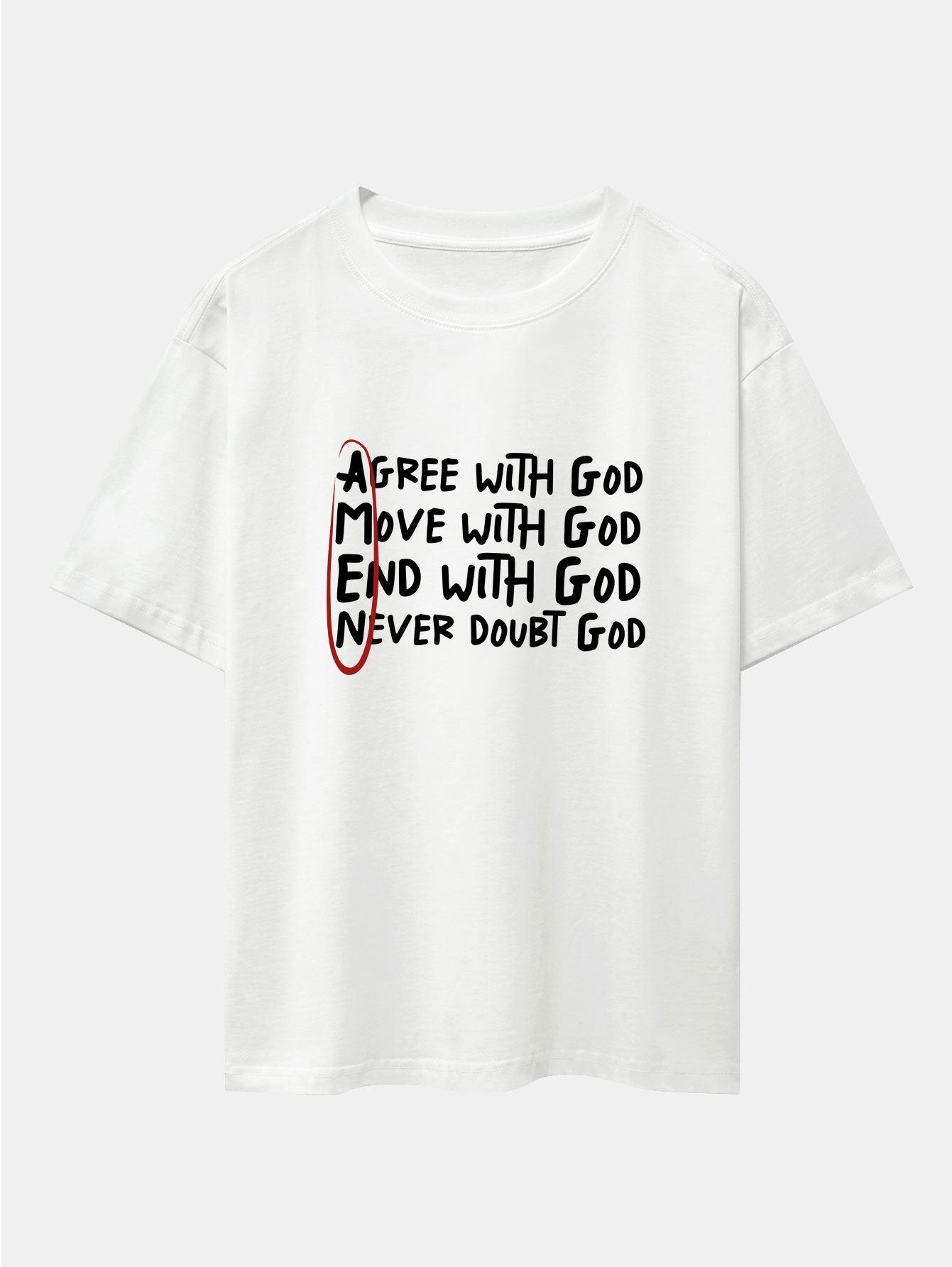 Circled Slogan Print Drop Shoulder Oversize T-Shirt