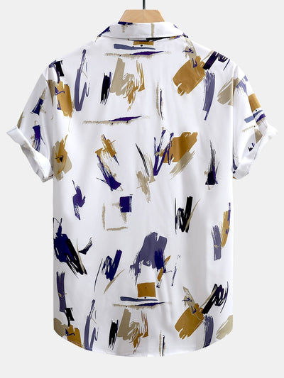 Brushstroke Print Button Up Shirt