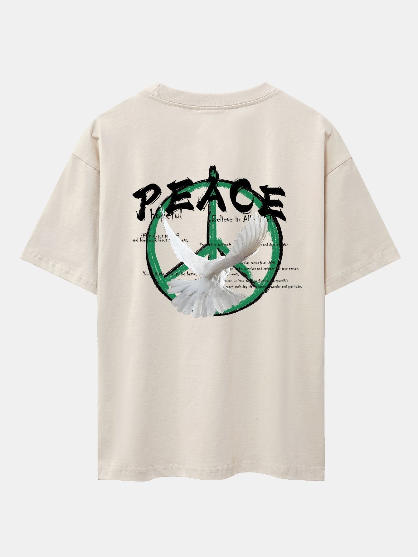 Dove With Peace Symbol Back Print Drop Shoulder Oversize T-Shirt