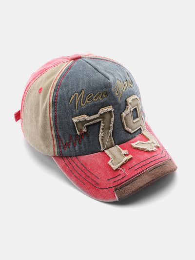 New York 79 Embroidery Washed Distressed Baseball Cap
