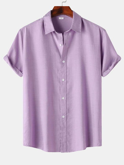 Short Sleeve Textured Button Up Shirt