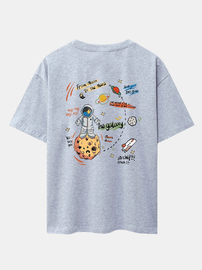 Galaxy Astronaut Print Drop Shoulder Oversize T-Shirt