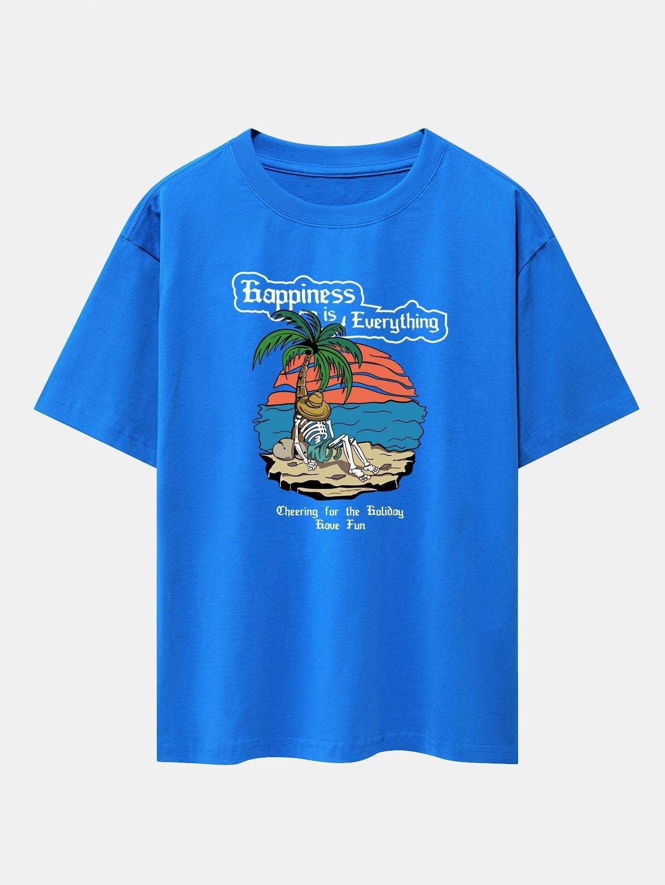 Skull Island Print Drop Shoulder Oversize T-Shirt