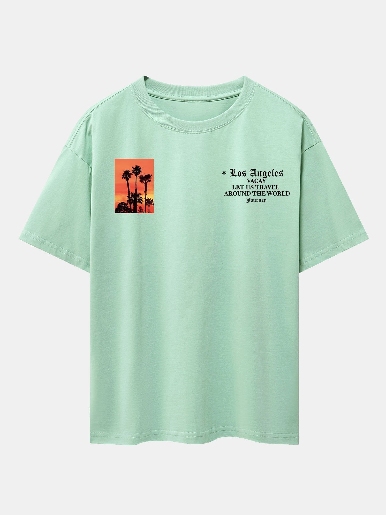 Palm Tree Slogan Print Drop Shoulder Oversize T-Shirt