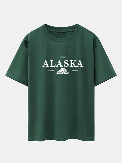 Alaska Slogan Print Drop Shoulder Oversize T-Shirt