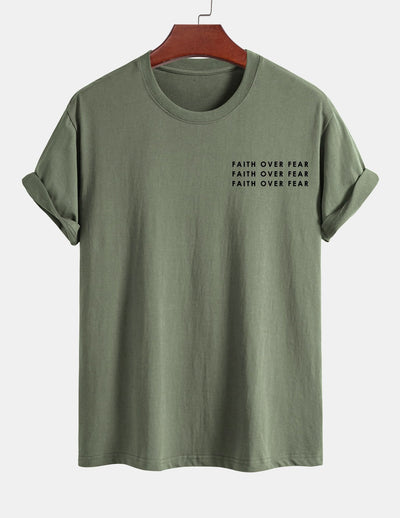 Regular Fit Slogan Print Cotton T-Shirt