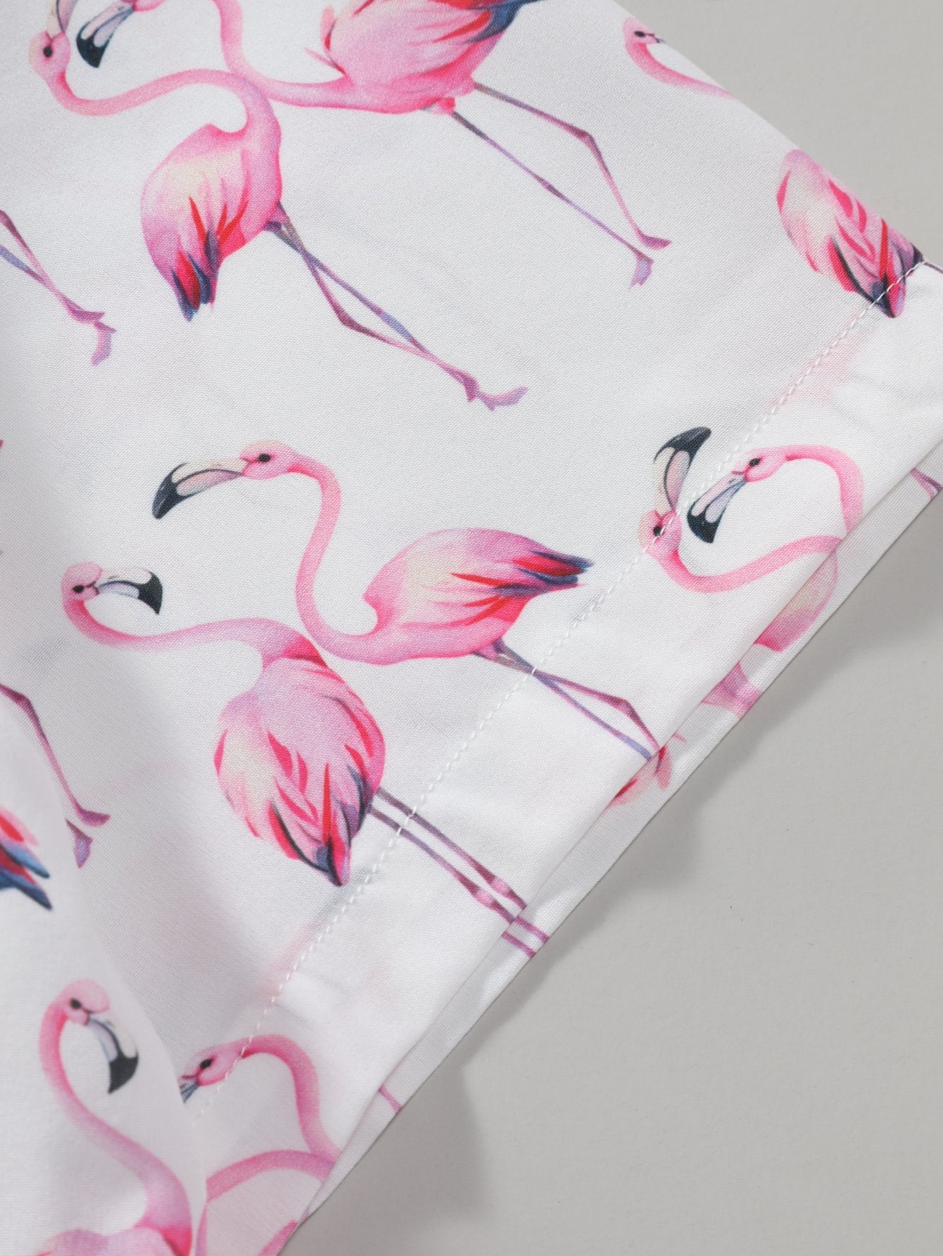 Flamingo Print Button Up Shirt