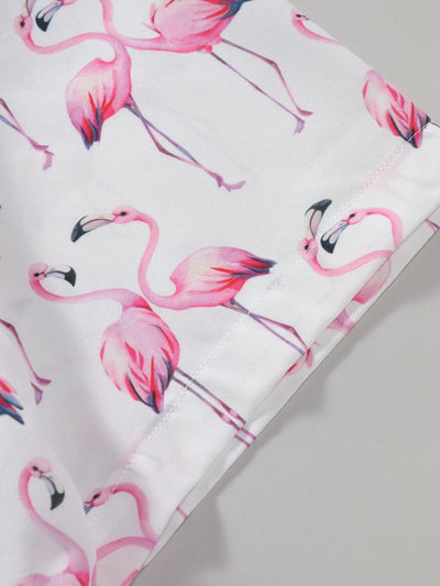 Flamingo Print Button Up Shirt
