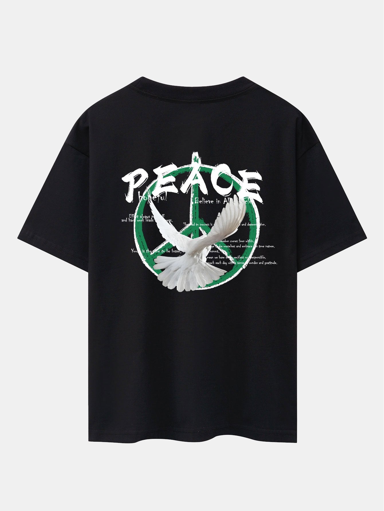 Dove With Peace Symbol Back Print Drop Shoulder Oversize T-Shirt