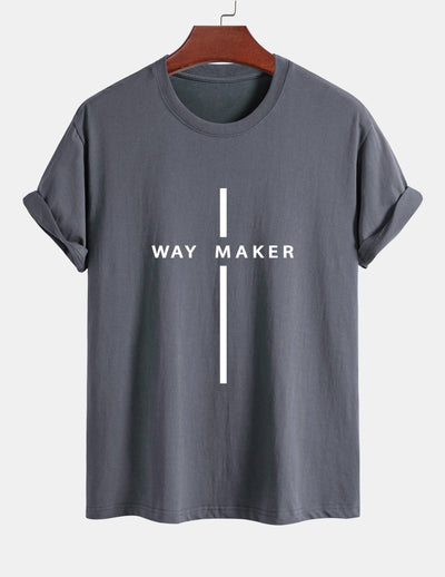 Regular Fit Way Maker Stripe Print Cotton T-Shirt