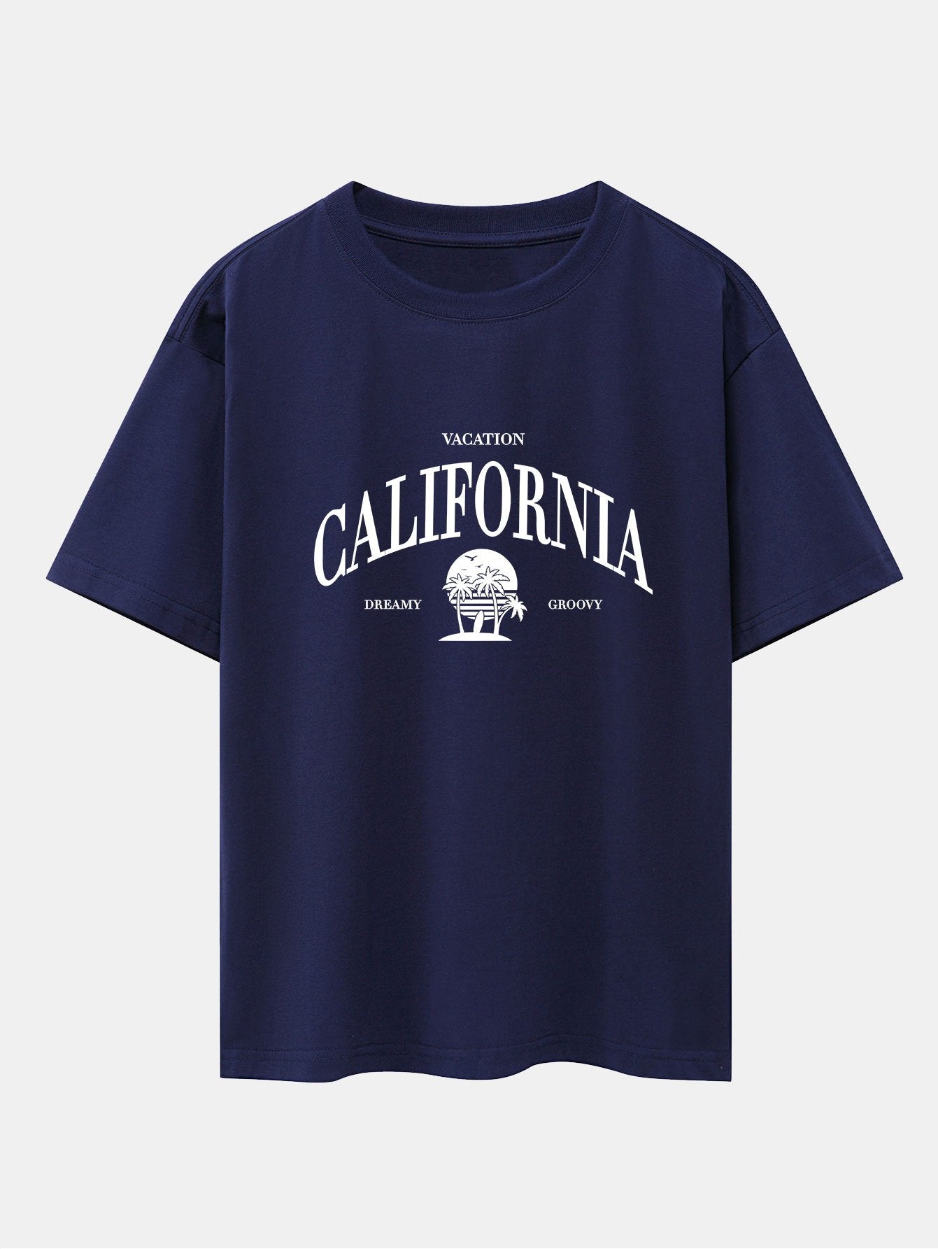 California Slogan Print Drop Shoulder Oversize T-Shirt