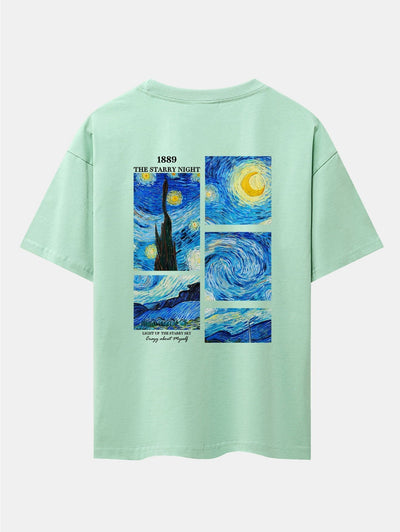 The Starry Night Back Print Drop Shoulder Oversize T-Shirt