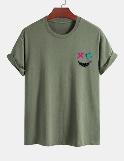 Regular Fit Evil Face Print Cotton T-Shirt