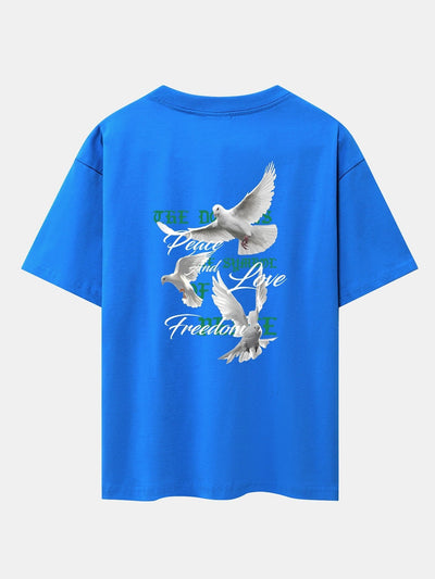 Dove Slogan Back Print Drop Shoulder Oversize T-Shirt