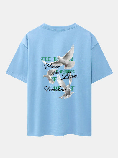 Dove Slogan Back Print Drop Shoulder Oversize T-Shirt