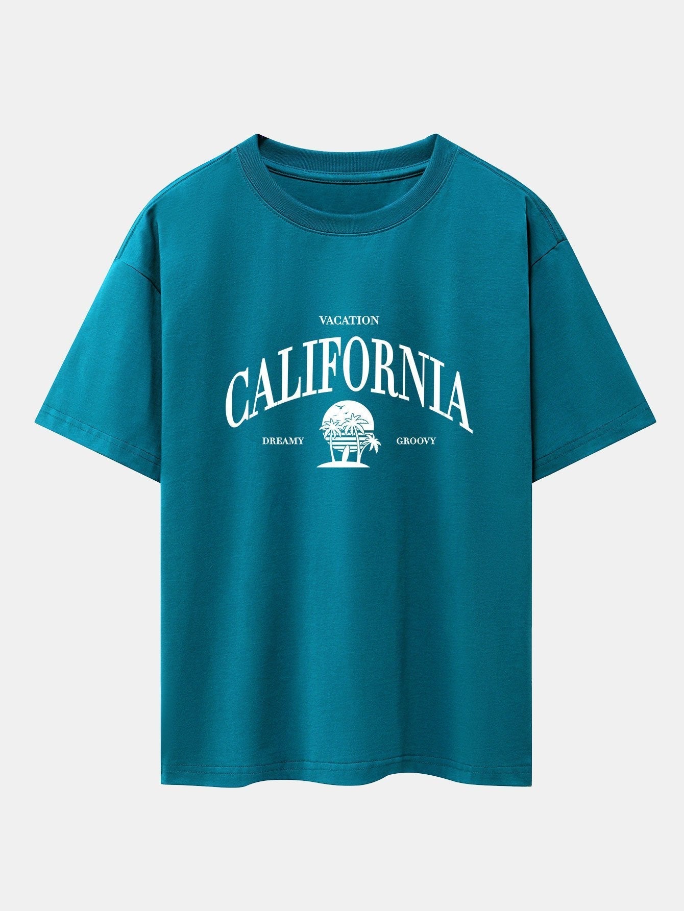 California Slogan Print Drop Shoulder Oversize T-Shirt