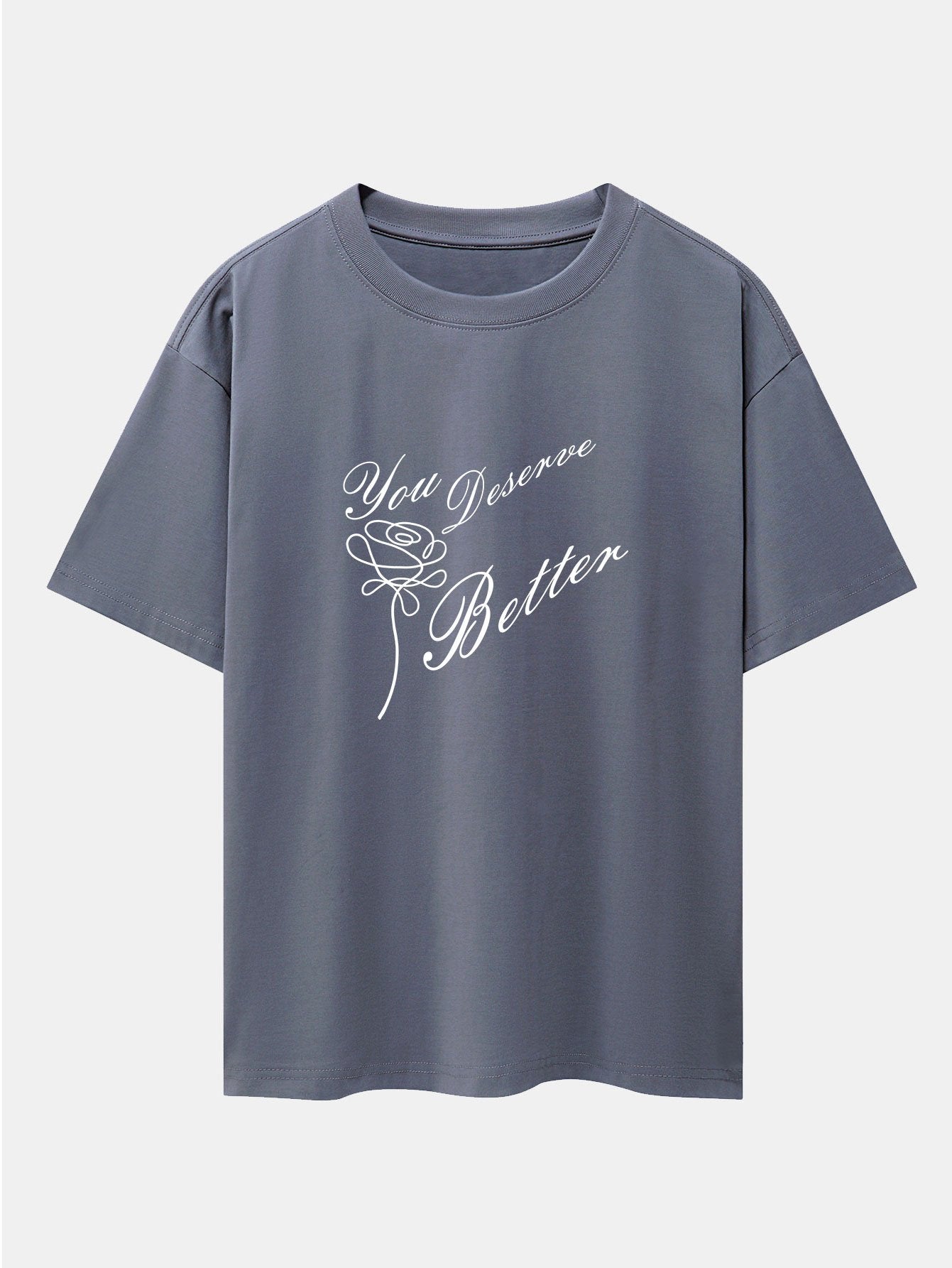 Rose Slogan Print Drop Shoulder Oversize T-Shirt