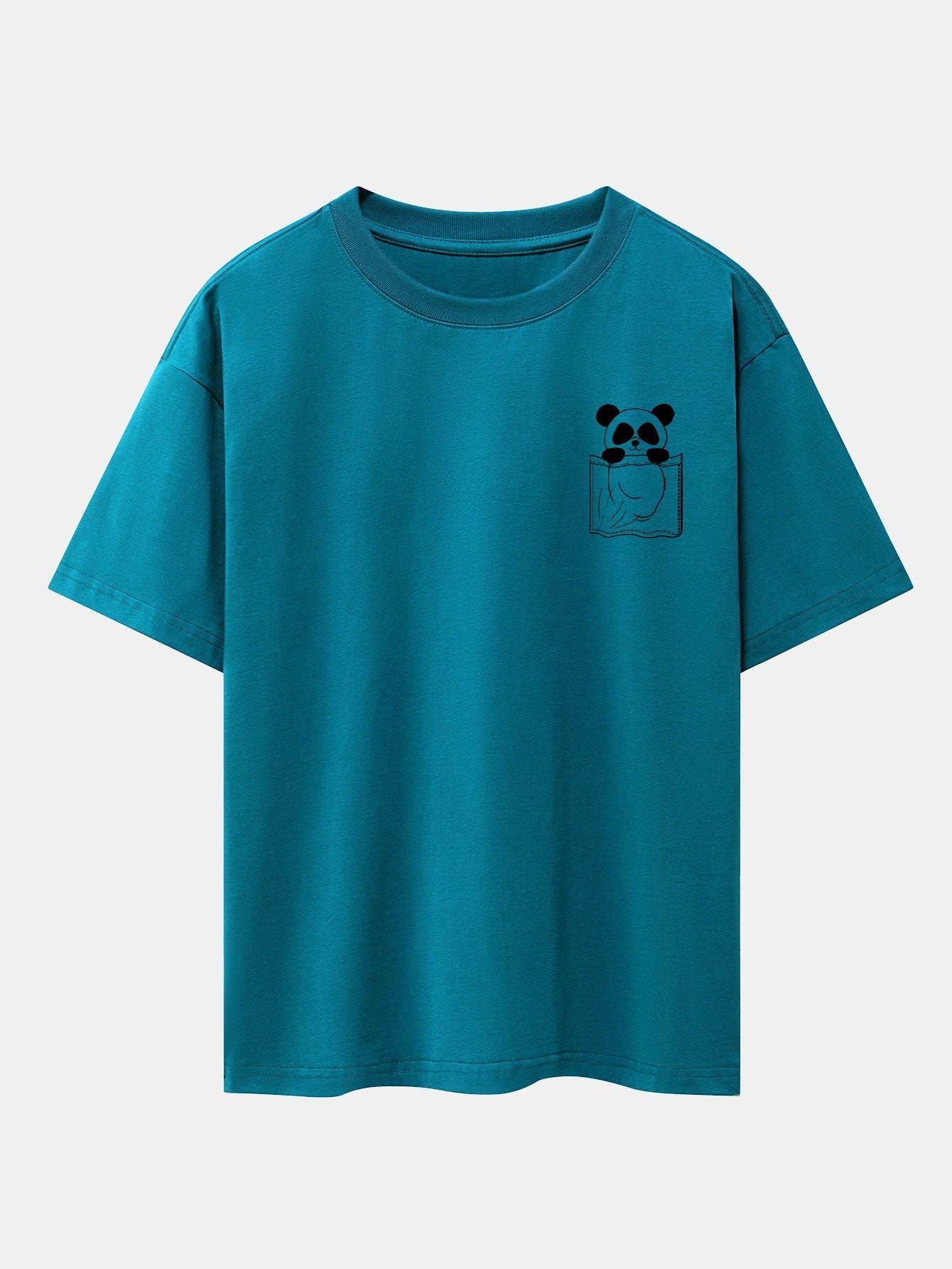 Pocket Panda Print Drop Shoulder Oversize T-Shirt