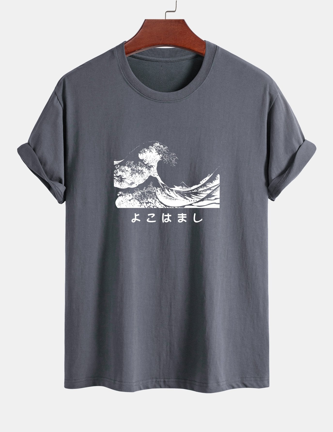 Regular Fit Waves Ukiyo-e Print Cotton T-Shirt