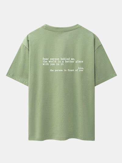 Slogan Back Print Drop Shoulder Oversize T-Shirt