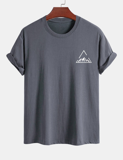 Regular Fit Mountain Print Cotton T-Shirt