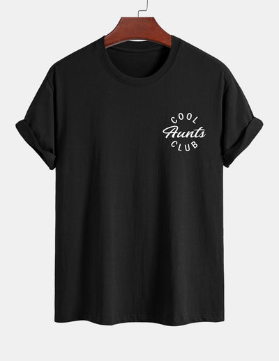 Regular Fit Cool Aunts Club Print Cotton T-Shirt