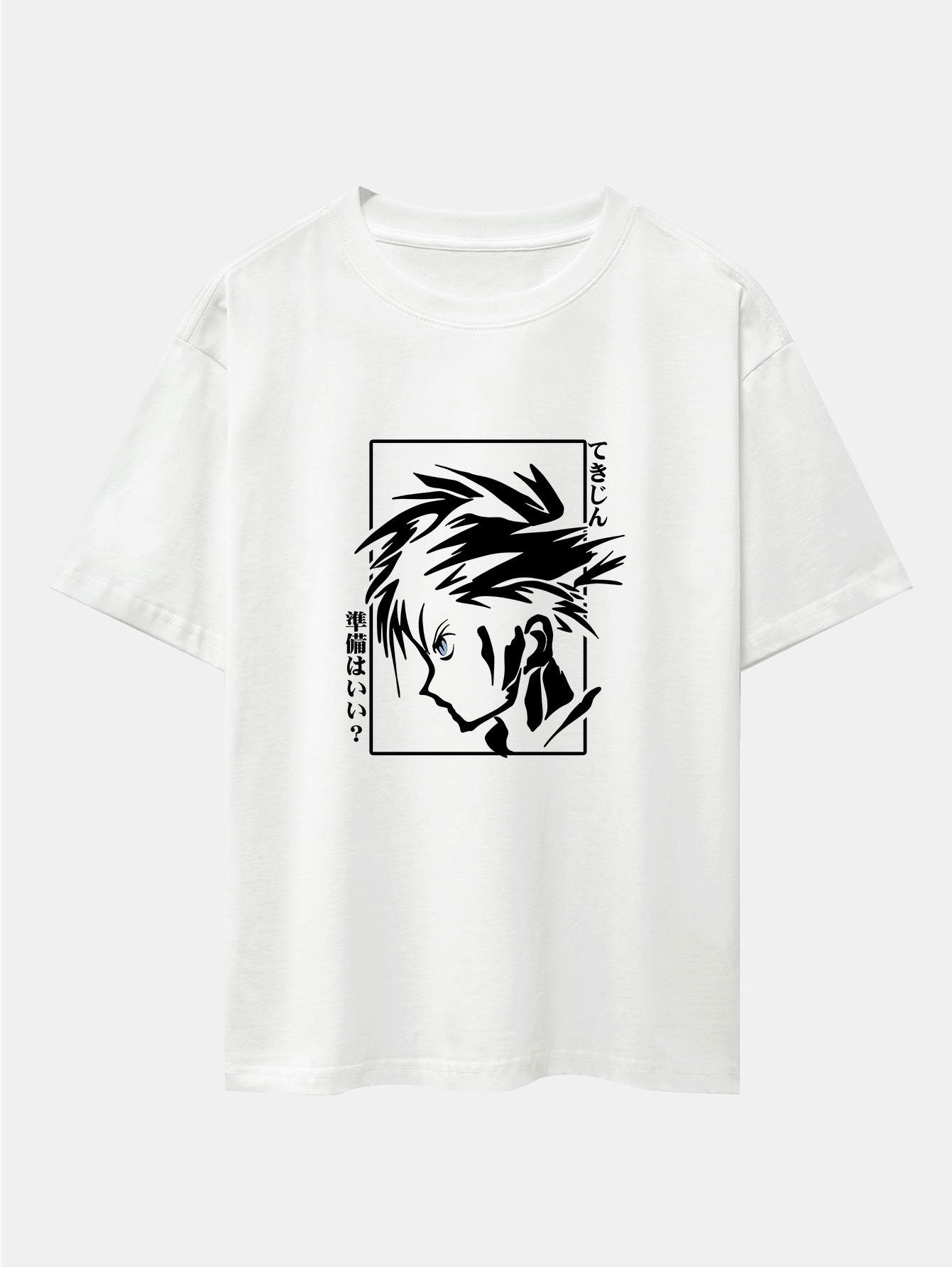 Japanese Comic Male Print Drop Shoulder Oversize T-Shirt