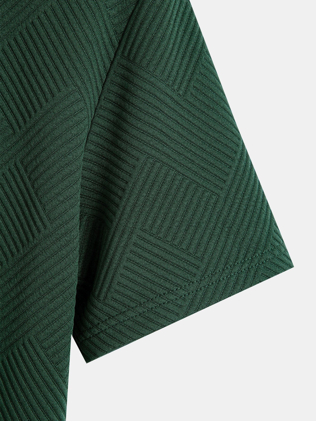 Striped Jacquard Hooded Arc Hem T-Shirt