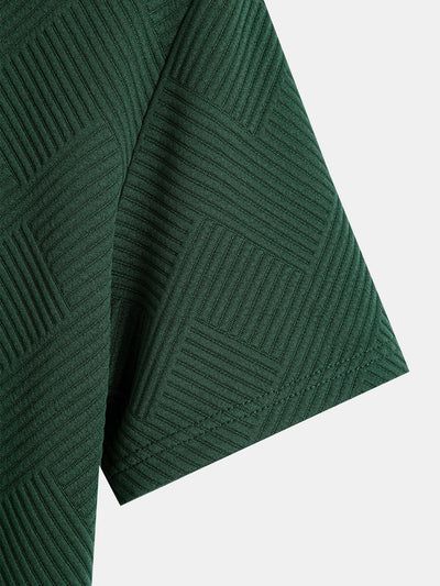 Striped Jacquard Hooded Arc Hem T-Shirt