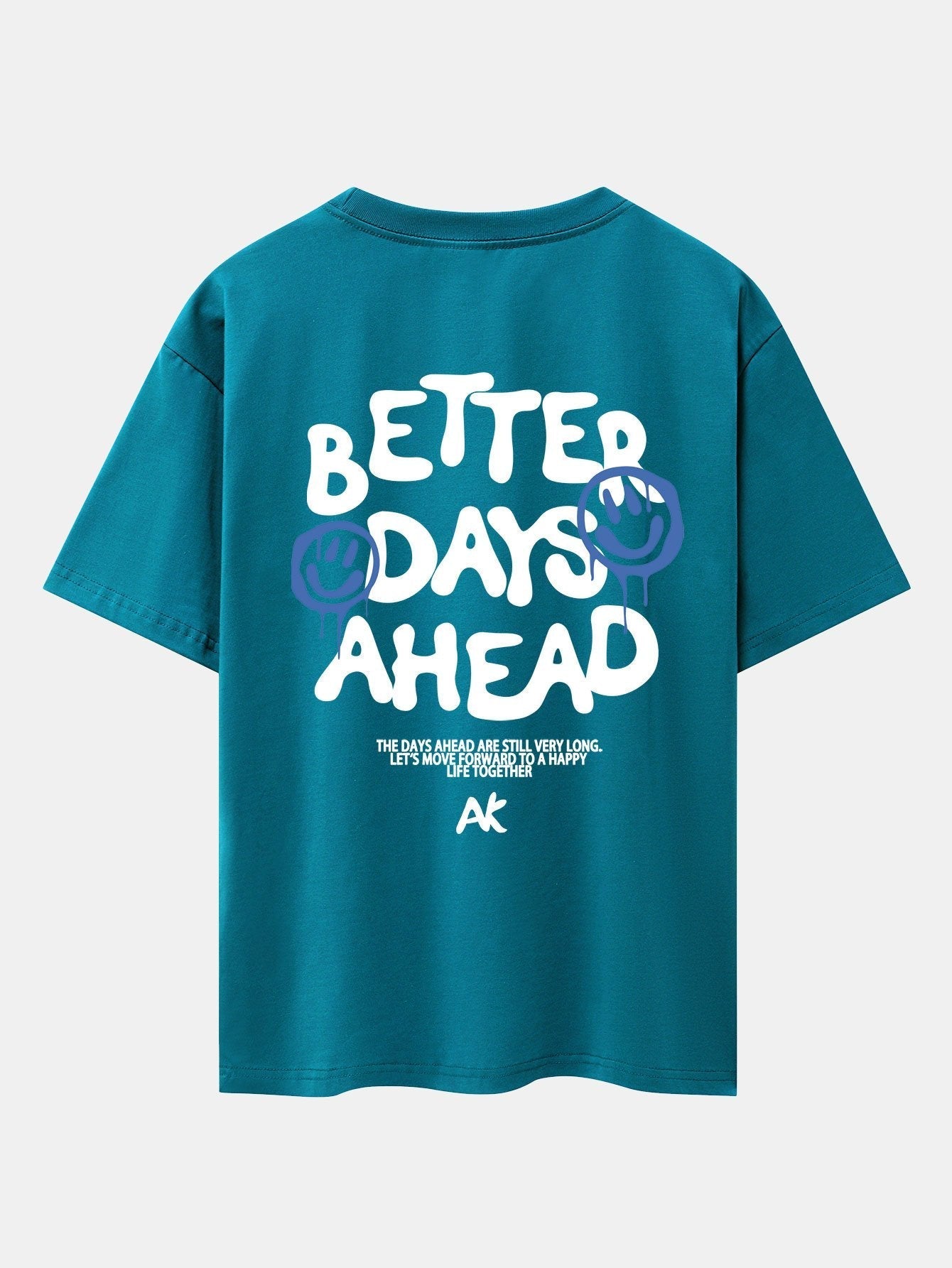 Smiley Slogan Back Print Drop Shoulder Oversize T-Shirt