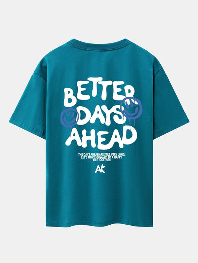 Smiley Slogan Back Print Drop Shoulder Oversize T-Shirt