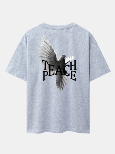 Pigeon Slogan Back Print Drop Shoulder Oversize T-Shirt