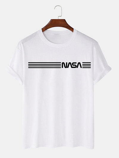 Nasa Stripe Print T-Shirts