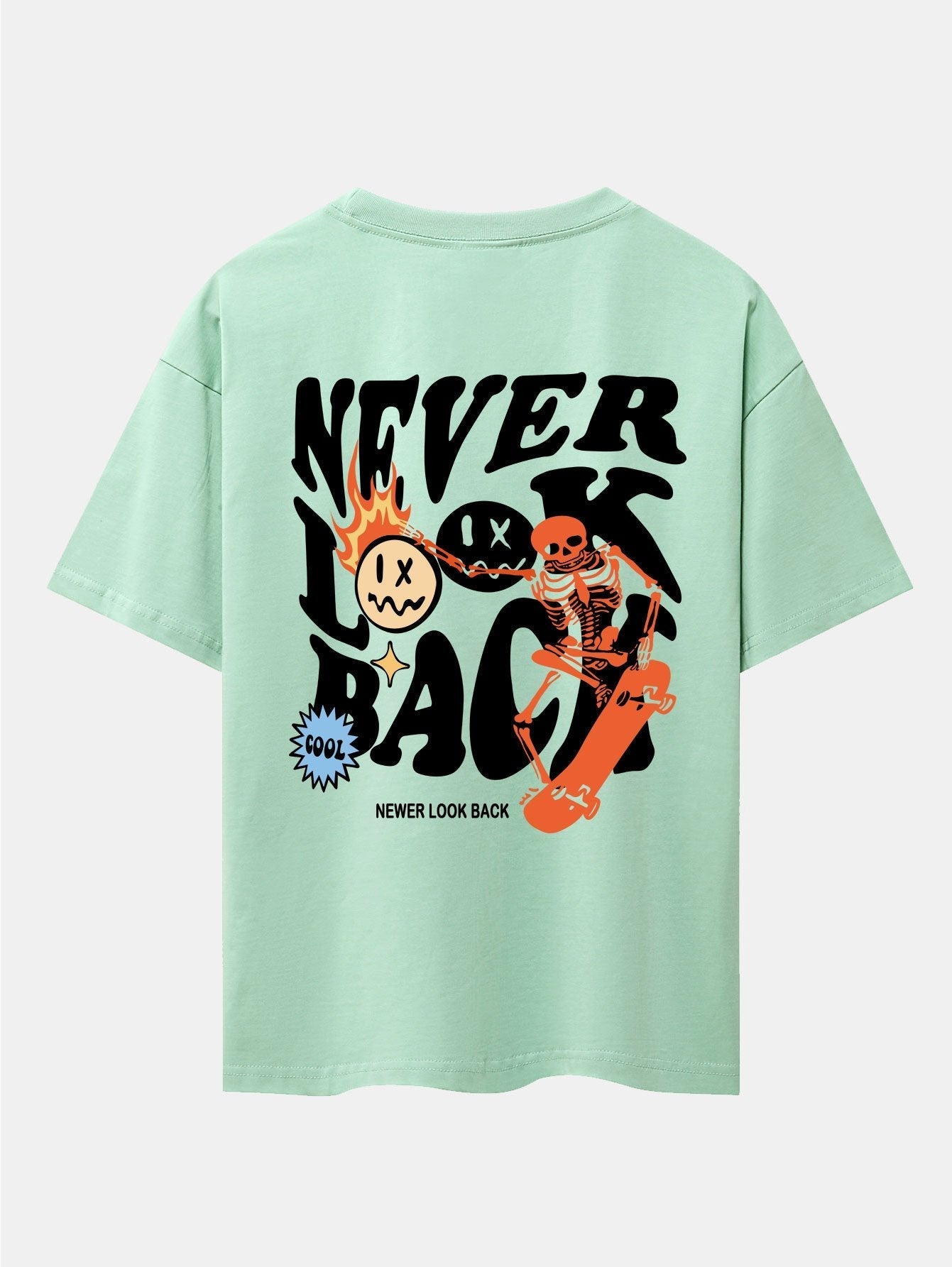 Skeleton Slogan Back Print Drop Shoulder Oversize T-Shirt