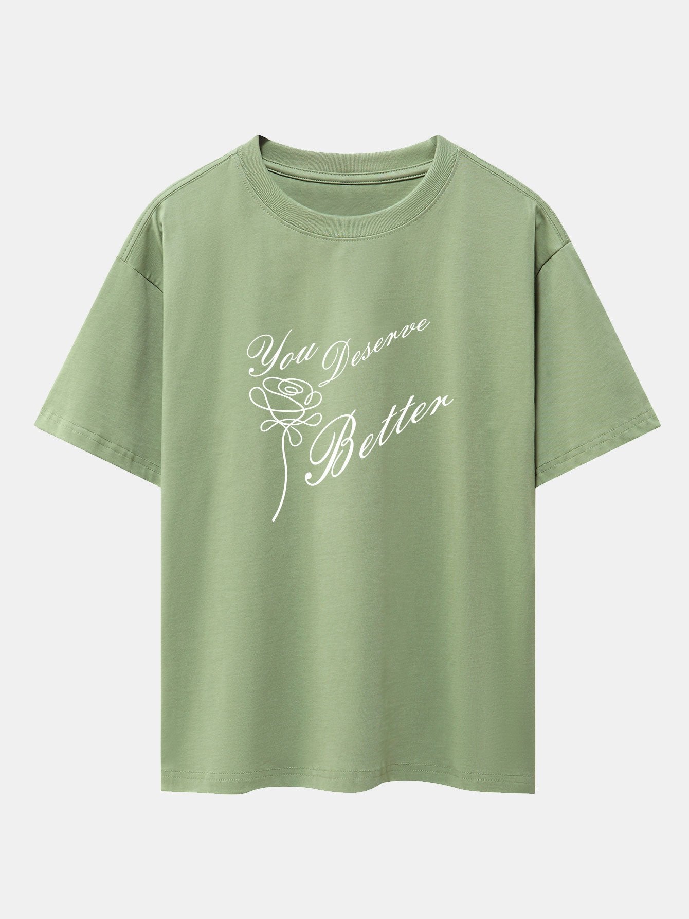 Rose Slogan Print Drop Shoulder Oversize T-Shirt