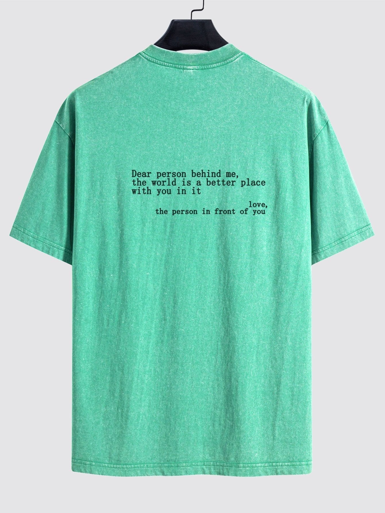 Slogan Print Washed Distressed Drop Shoulder T-Shirt