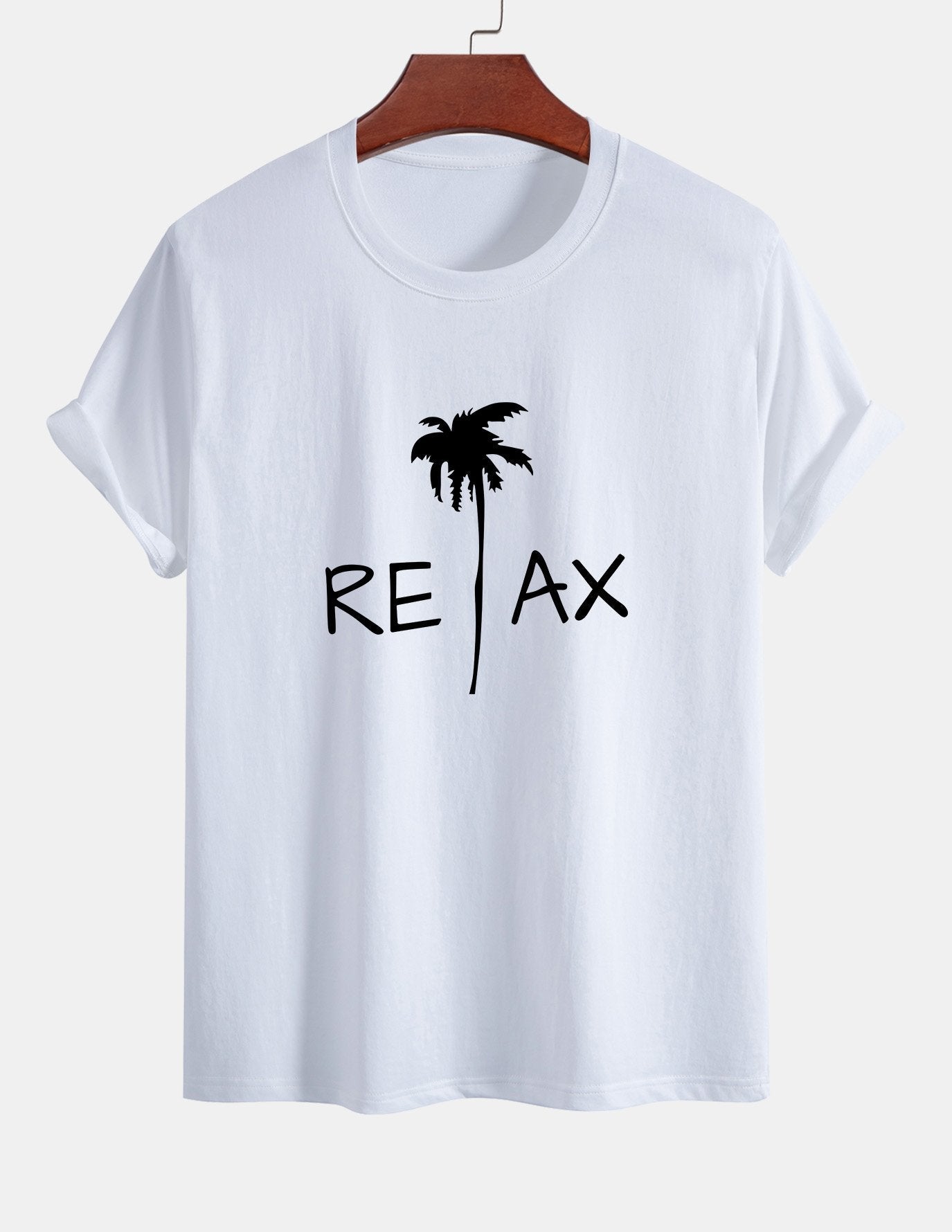 Regular Fit Relax Palm Tree Print Cotton T-Shirt