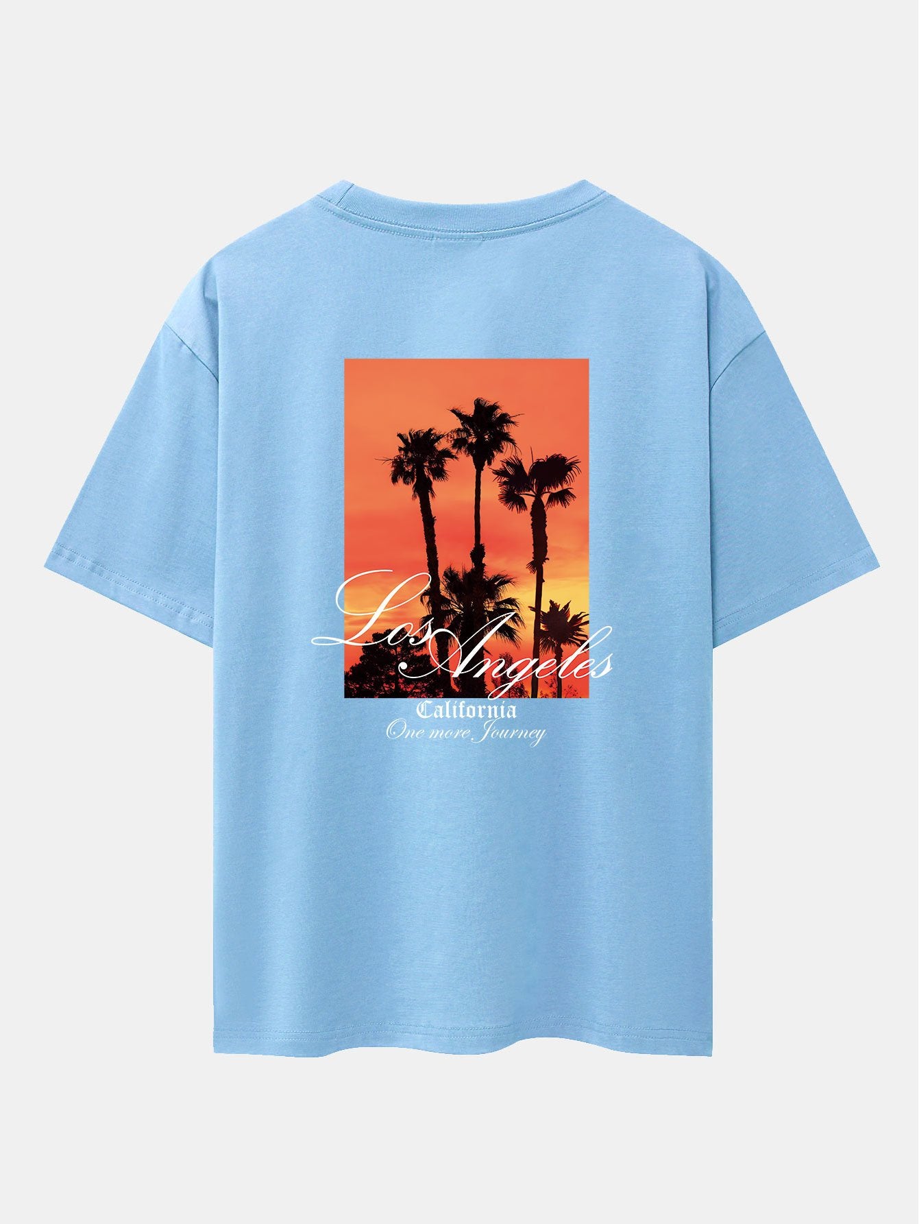 Los Angeles Palm Trees Back Print Drop Shoulder Oversize T-Shirt