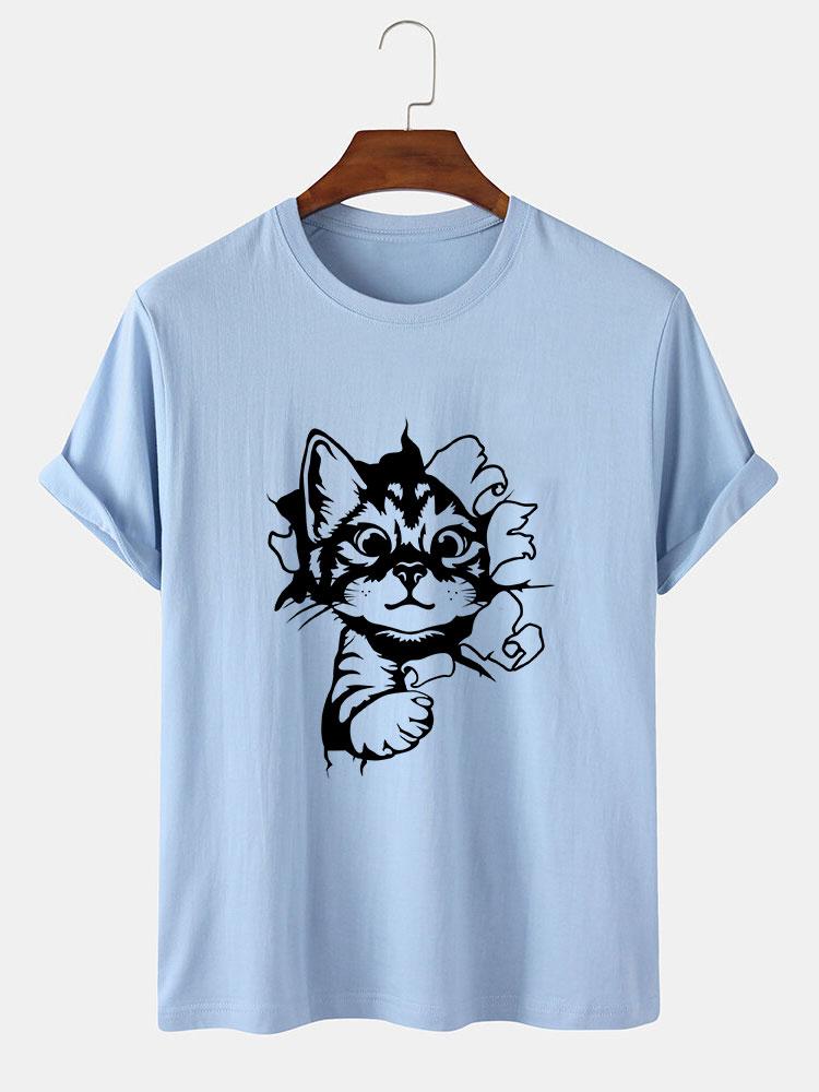 Cat Breaks The Wall Print T-shirt