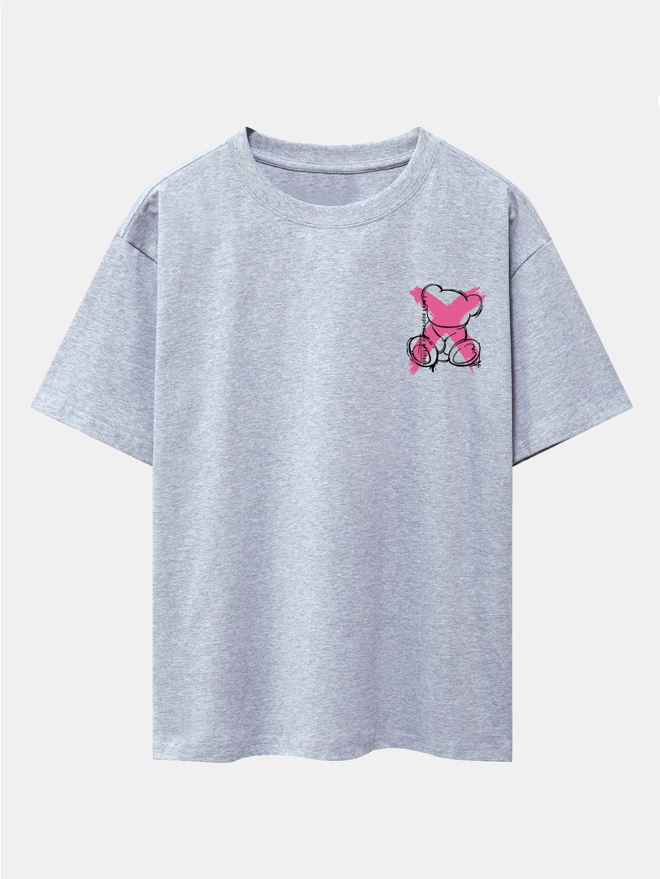 Graffiti Bear Print Drop Shoulder Oversize T-Shirt