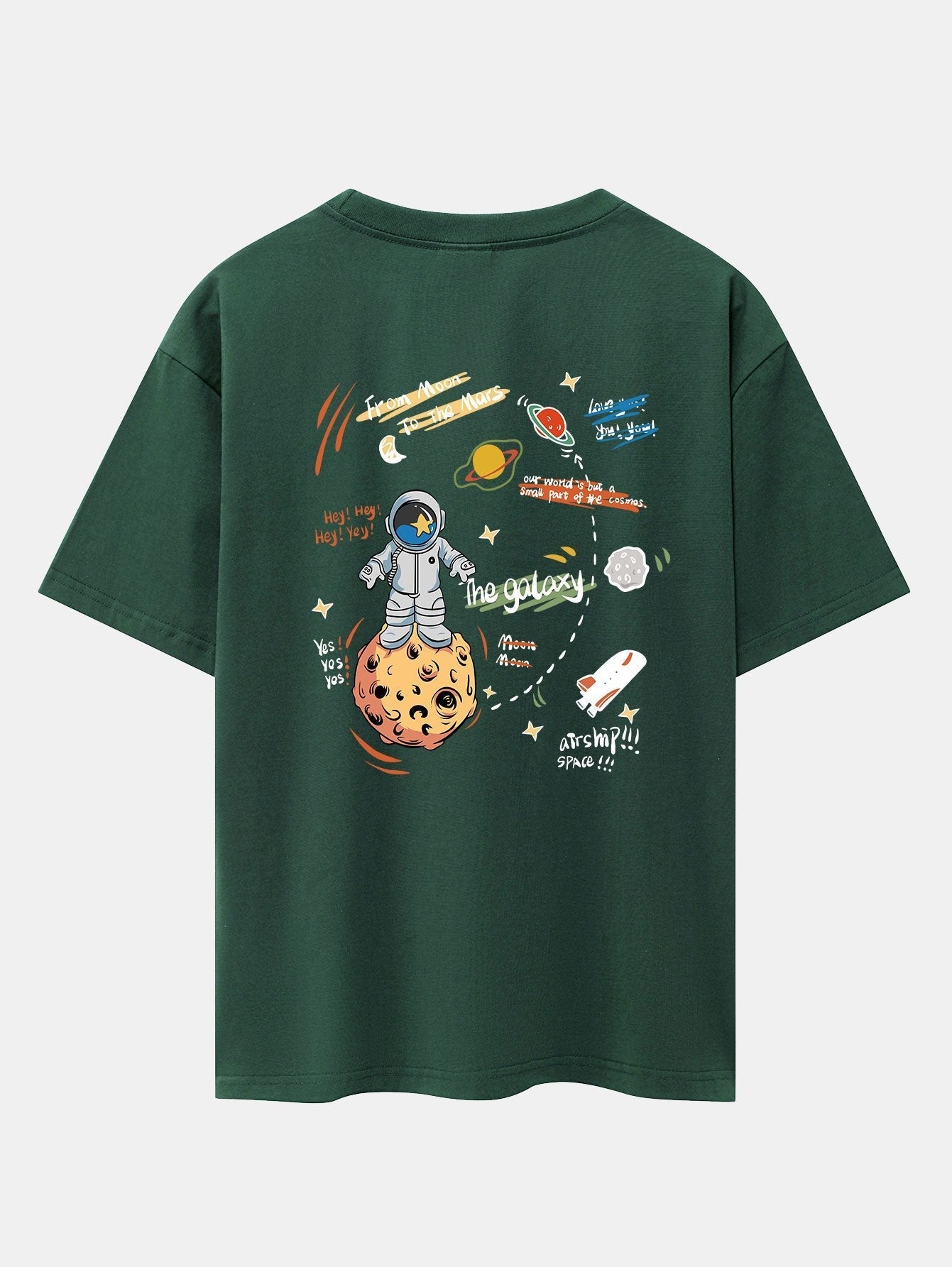 Galaxy Astronaut Print Drop Shoulder Oversize T-Shirt