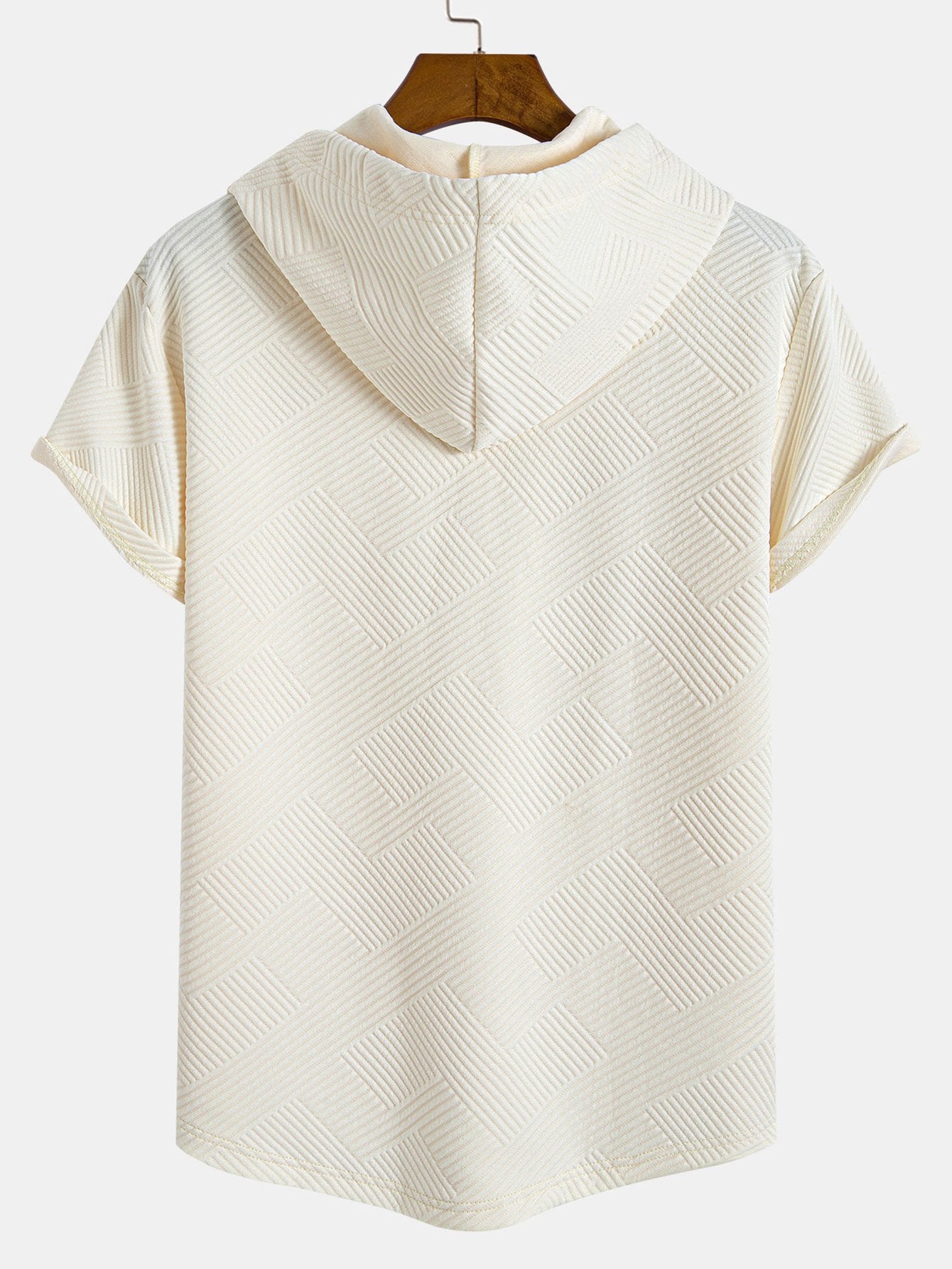 Striped Jacquard Hooded Arc Hem T-Shirt