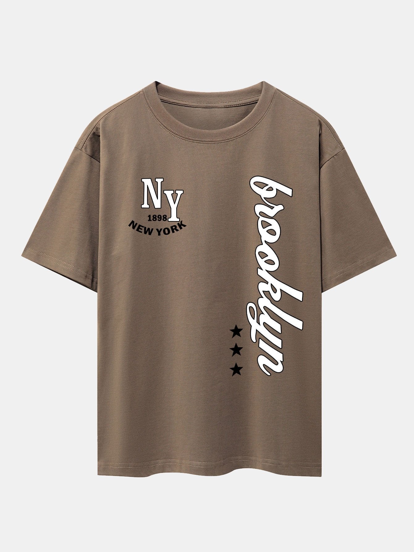 New York Brooklyn Print Drop Shoulder Oversize T-Shirt