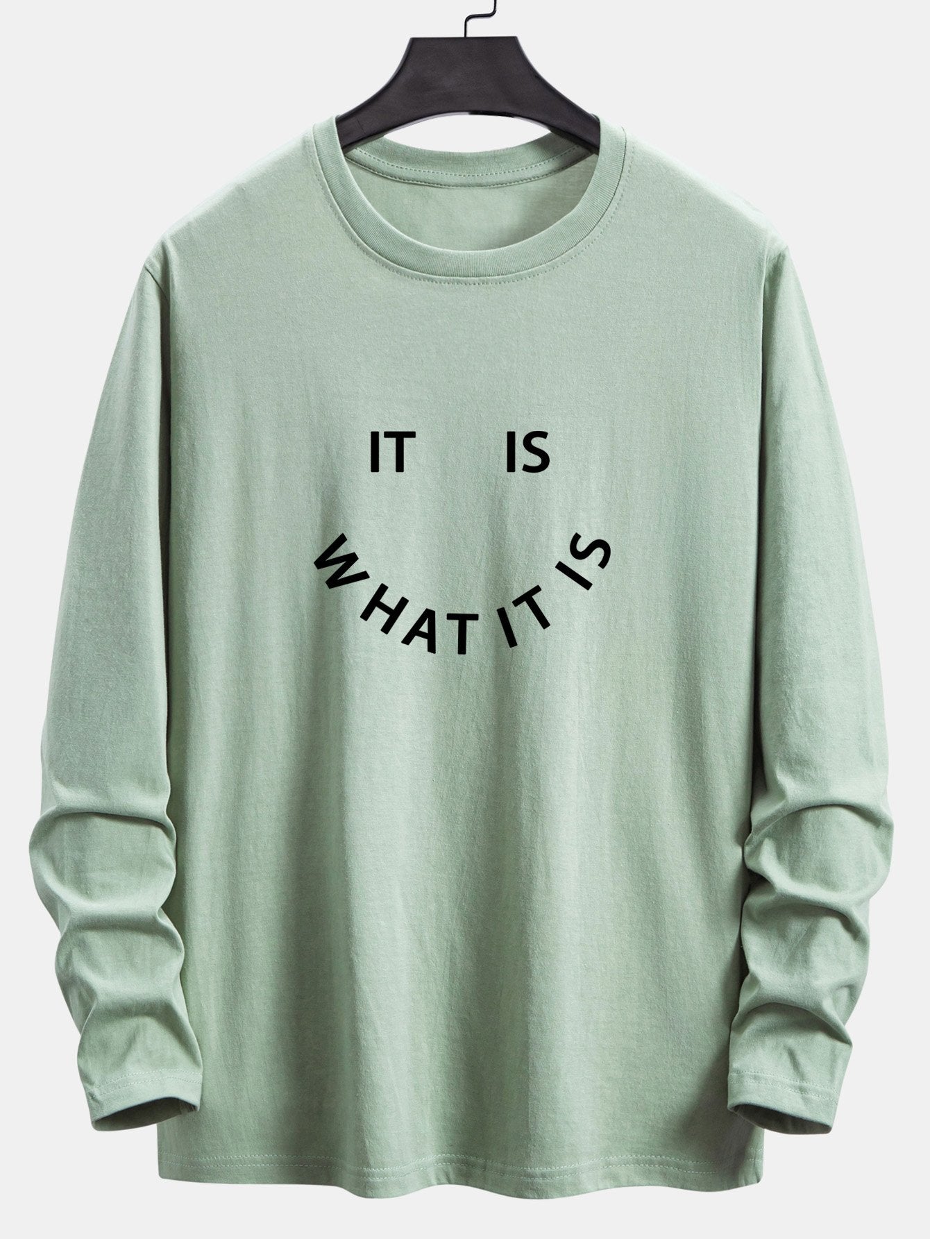 Long Sleeve It Is What It Is Print Cotton T-Shirt