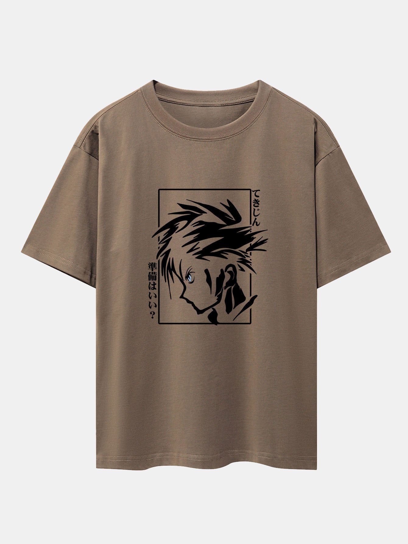 Japanese Comic Male Print Drop Shoulder Oversize T-Shirt