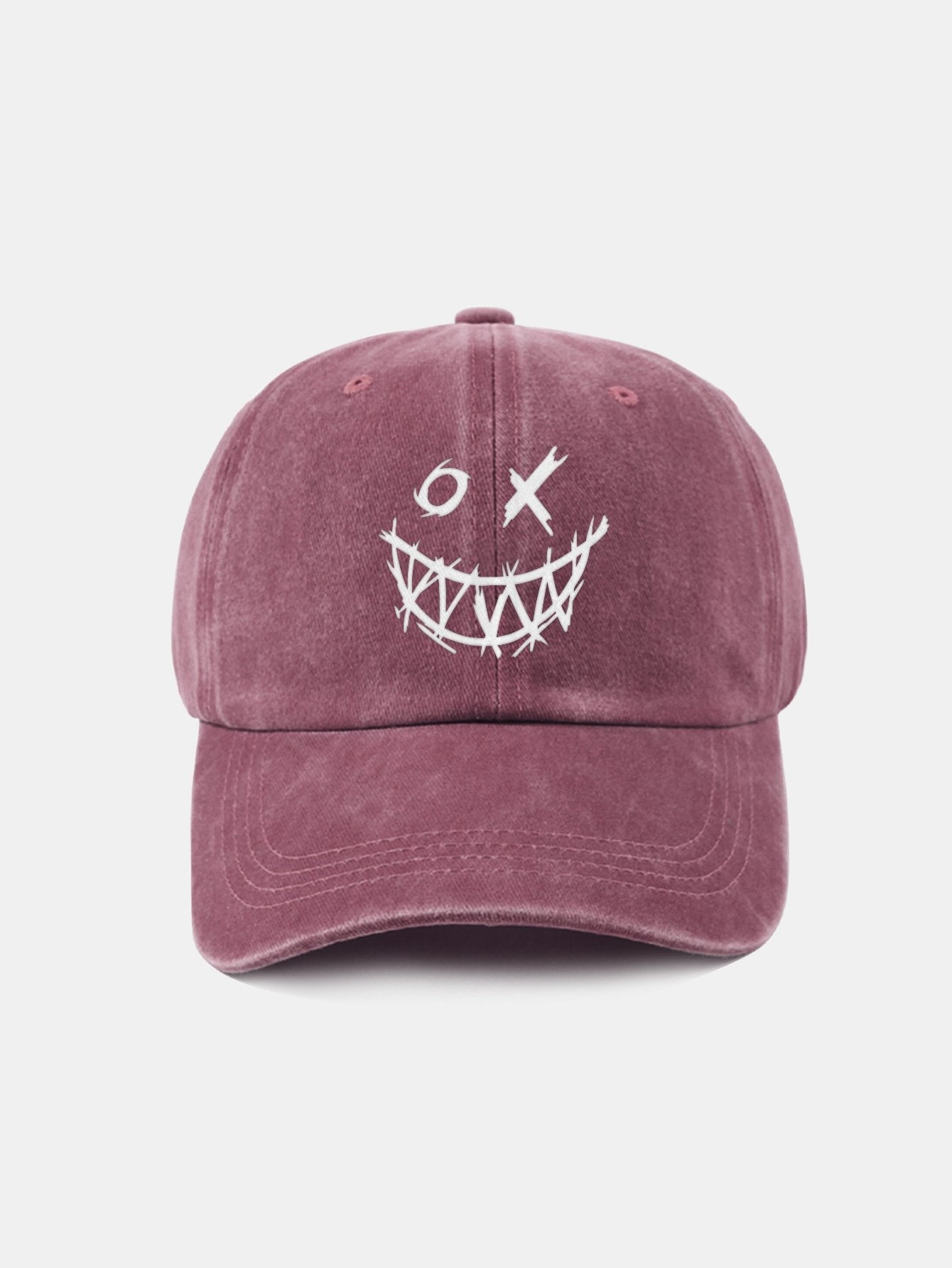 Evil Smiley Face Pattern Classic Retro Washed Distressed Cotton Baseball Cap