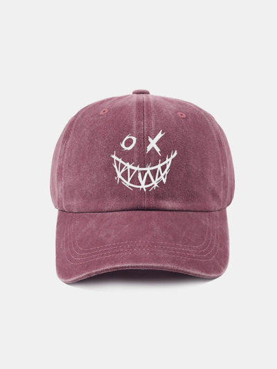 Evil Smiley Face Pattern Classic Retro Washed Distressed Cotton Baseball Cap