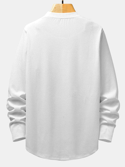 Long Sleeve Muscle Fit Ribbed Arc Hem T-Shirt
