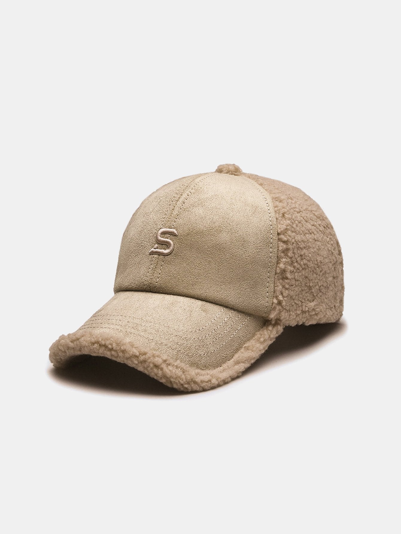 Embroidery Letter Plush Warm Baseball Cap