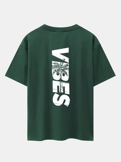 Palm Tree Vibes Slogan Back Print Drop Shoulder Oversize T-Shirt